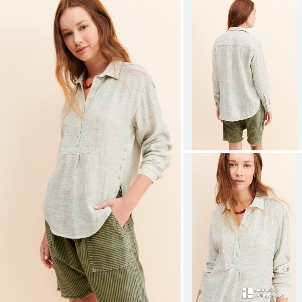 Anthropologie cotton popover shirt